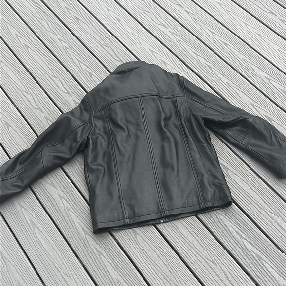 Men's Black Leather Jacket - Picture 2 of 12